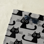 Serviette De Plage Chats Kitty Noir Motif Gris et Noir (En situation)