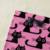 Serviette De Plage Chats Kitty Noir Motif rose | Amoureux des animaux (En situation)