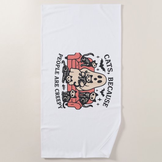 Serviette De Plage Chats Les Gens Sont Déplaisants Squelette Hallowee (Devant)