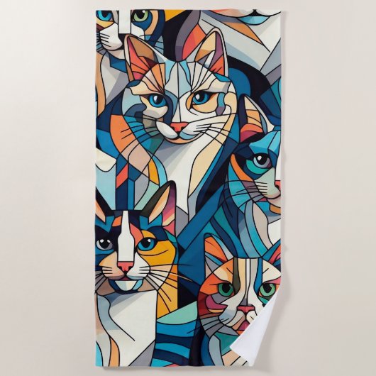 Serviette De Plage Chats motifs (Devant)