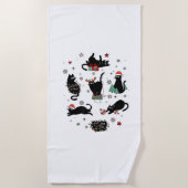 Serviette De Plage Chats noirs de Noël (Devant)