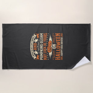 Serviette De Plage Chats noirs d'Halloween Citrouille Conducteur de b