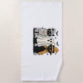 Serviette De Plage Chats noirs en costumes d'Halloween - Ghost, Witch (Devant)