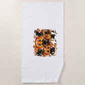 Serviette De Plage Chats noirs mignons en Citrouille Halloween Night  (Devant)