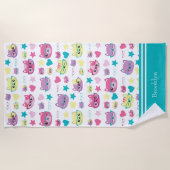 Serviette De Plage Chats Pastel cool Avec Verres Motif, Turquoise (Devant)