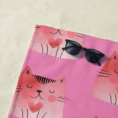 Serviette De Plage Chats roses girly à coeur  (En situation)