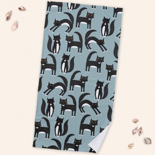 Serviette De Plage Chats smokings noirs et blancs