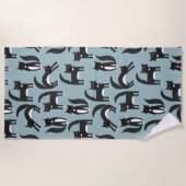 Serviette De Plage Chats smokings noirs et blancs (Devant)
