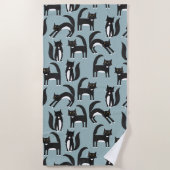 Serviette De Plage Chats smokings noirs et blancs (Devant)