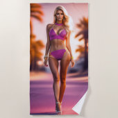 Serviette De Plage Chaud jeune modèle féminin en rose Beach Towel (Devant)