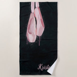 Serviette De Plage Chaussures de ballet de rose d'art de bruit