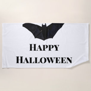 Serviette De Plage Chauve-souris noire joyeux Halloween ajouter nom t