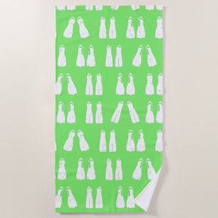 Serviette De Plage Chaux vert et blanc Snorkeling Motif palmes