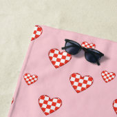 Serviette De Plage Checkered Heart Valentine Conquette Script Name (En situation)