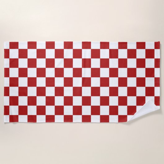 Serviette de plage Checkered rouge et blanche de (Devant)