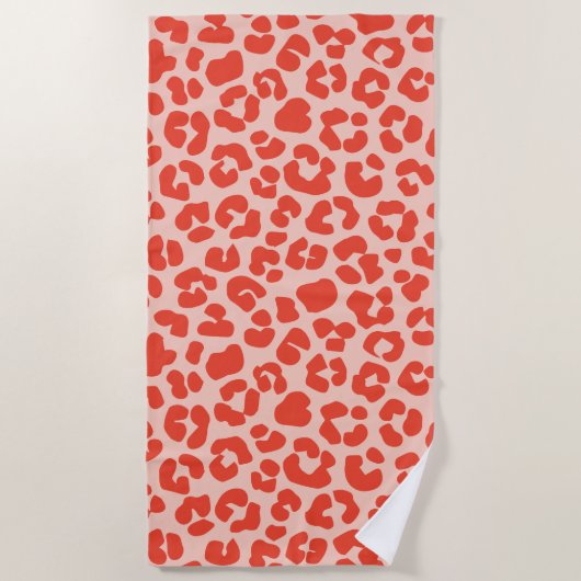 Serviette De Plage Cheetah Motif imprimé rouge (Devant)