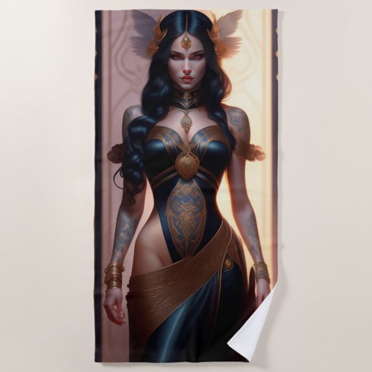 Serviette De Plage chef-d'oeuvre d'une fille goth Beach Towel (Devant)