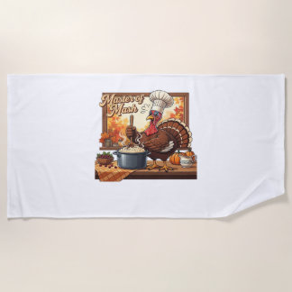Serviette De Plage Chef rétro Turquie Thanksgiving classique T-shirt
