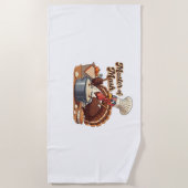 Serviette De Plage Chef rétro Turquie Thanksgiving T-Shirt surdimensi (Devant)