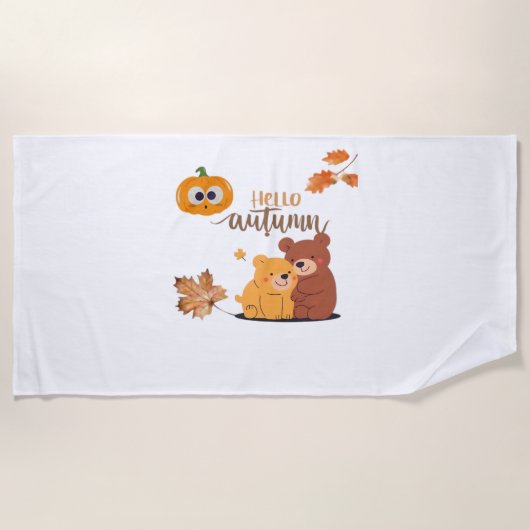 Serviette De Plage Chemise Automne, Chemise Thanksgiving, Pumpki Auto (Devant)