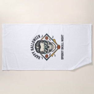 Serviette De Plage Chemise crâne Halloween Gravure vintage Graphique_
