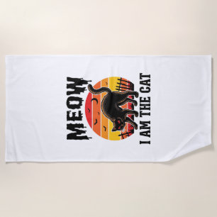 Serviette De Plage Chemise de chat Halloween Meow Design de chat noir