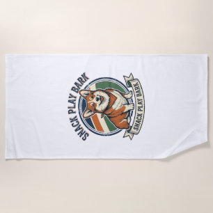 Serviette De Plage Chemise de chien Corgi drôle gravure vintage amour