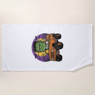 Serviette De Plage Chemise de citrouille de camion monstre Halloween