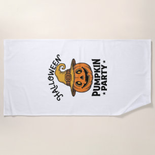 Serviette De Plage Chemise de citrouille d'Halloween Chapeau de sorci