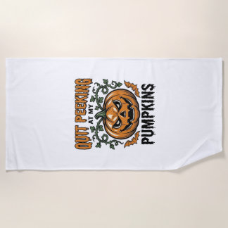 Serviette De Plage Chemise de citrouille d'Halloween Gravure vintage 