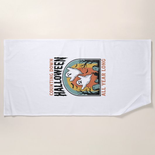 Serviette De Plage Chemise de compte à rebours d'Halloween Graphique (Devant)