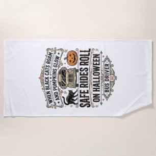 Serviette De Plage Chemise de conducteur d'autobus Halloween Gravure