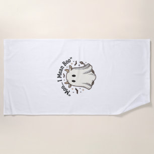 Serviette De Plage Chemise de fantôme de vache mignonne Halloween Meu