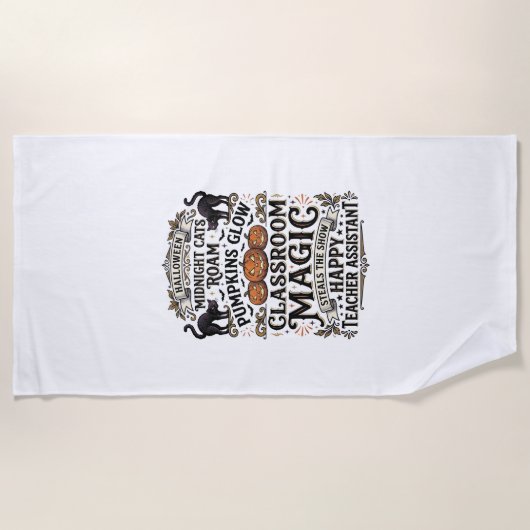 Serviette De Plage Chemise d'Halloween d'Assistant d'Enseignant avec  (Devant)