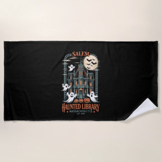 Serviette De Plage Chemise d'Halloween de bibliothèque hantée de ver