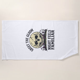 Serviette De Plage Chemise graphique de crâne de lune effrayant Hallo