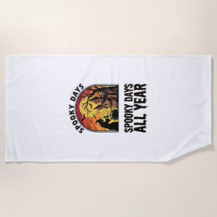 Serviette De Plage Chemise Halloween Vintage Maison de Sorcière Lune