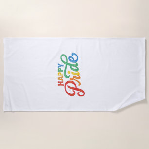 Serviette De Plage Chemise Happy Pride Vintage Rainbow Typography _1