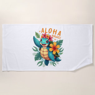 Serviette De Plage Chemise hawaïenne Aloha Hawaï Tortue de mer Fille