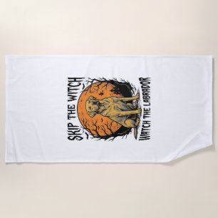 Serviette De Plage Chemise Labrador Halloween avec avertissement de c