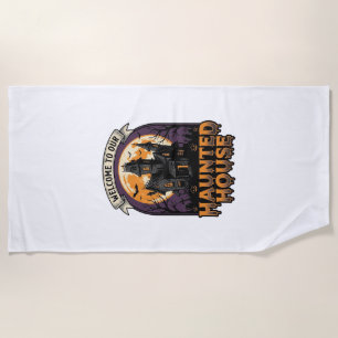 Serviette De Plage Chemise Maison Hantée Vintage Halloween Bienvenue