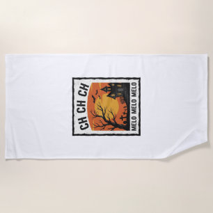 Serviette De Plage Chemise silhouette d'arbre hanté Halloween vintage