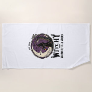 Serviette De Plage Chemise sorcière vintage avec art Halloween de lun