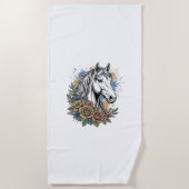Serviette De Plage Chemise vectorielle de conception florale de cheva (Devant)