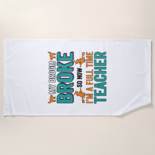 Serviette De Plage Chemise Vintage Drôle Prof de Halloween Balai Cass