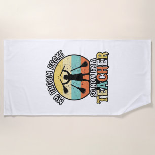 Serviette De Plage Chemise Vintage Halloween Balai Cassé Prof Drôle