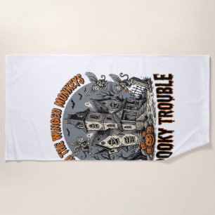 Serviette De Plage Chemises de Halloween Hantées de Singes ailés_1