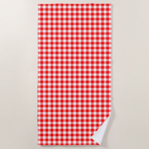 Serviette De Plage Chèques En vichy taille moyenne rouge et blanche