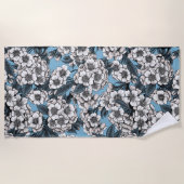 Serviette De Plage Cherry blossom in white and blue (Devant)