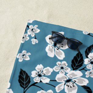 SERVIETTE DE PLAGE CHERRY BLOSSOM - SAKURA (BLEU FUMEUR)